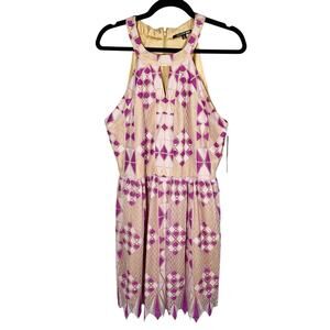 NWT, Gianni Bini, Size 12, White & Lilac Purple Embroidered Dress, Chloé Style